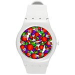 Peaches and plums Round Plastic Sport Watch (M) Front