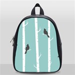 Birds Trees Birch Birch Trees School Bags (Small)  Front