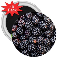 Blackberries Background Black Dark 3  Magnets (10 Pack)  by Amaryn4rt