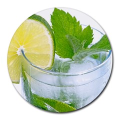 Cold Drink Lime Drink Cocktail Round Mousepads by Amaryn4rt