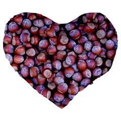 Hazelnuts Nuts Market Brown Nut Large 19  Premium Heart Shape Cushions by Amaryn4rt