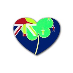 Irishshamrock New Zealand Ireland Funny St Patrick Flag Heart Coaster (4 Pack)  by yoursparklingshop