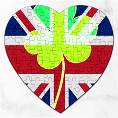 Irish British Shamrock United Kingdom Ireland Funny St  Patrick Flag Jigsaw Puzzle (heart) by yoursparklingshop