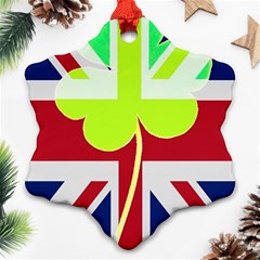 Irish British Shamrock United Kingdom Ireland Funny St  Patrick Flag Ornament (snowflake)  by yoursparklingshop