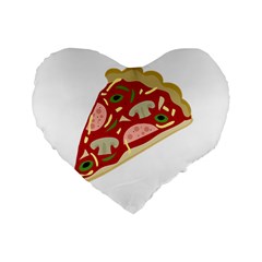 Pizza Slice Standard 16  Premium Flano Heart Shape Cushions by Valentinaart