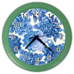 Blue Flower Color Wall Clocks by Brittlevirginclothing