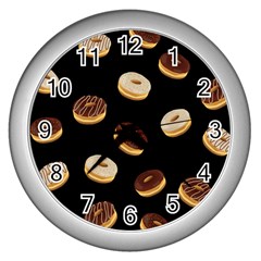 Donuts Wall Clocks (silver)  by Valentinaart