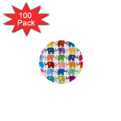 Cute Colorful Elephants 1  Mini Buttons (100 Pack)  by Brittlevirginclothing