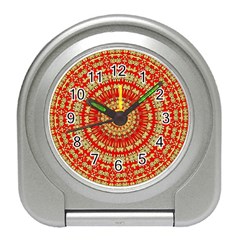 Gold And Red Mandala Travel Alarm Clocks by Amaryn4rt