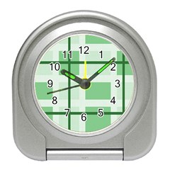 Abstract Green Squares Background Travel Alarm Clocks by Amaryn4rt