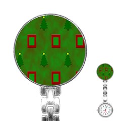 Christmas Trees And Boxes Background Stainless Steel Nurses Watch by Nexatart