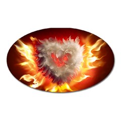 Arts Fire Valentines Day Heart Love Flames Heart Oval Magnet by Nexatart