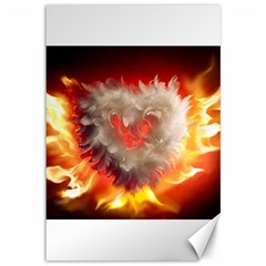 Arts Fire Valentines Day Heart Love Flames Heart Canvas 12  X 18   by Nexatart