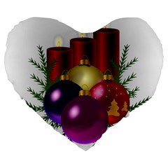 Candles Christmas Tree Decorations Large 19  Premium Heart Shape Cushions by Nexatart