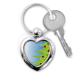 Christmas Tree Christmas Key Chains (heart)  by Nexatart