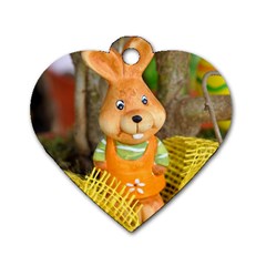 Easter Hare Easter Bunny Dog Tag Heart (one Side) by Nexatart