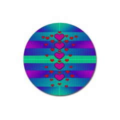 Hearts Weave Magnet 3  (round) by pepitasart