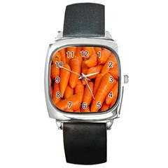 Carrots Vegetables Market Square Metal Watch by Nexatart