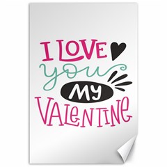 I Love You My Valentine (white) Our Two Hearts Pattern (white) Canvas 24  X 36  by FashionFling