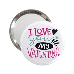 I Love You My Valentine (white) Our Two Hearts Pattern (white) 2 25  Handbag Mirrors by FashionFling