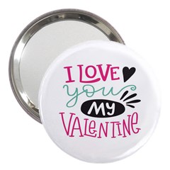 I Love You My Valentine / Our Two Hearts Pattern (white) 3  Handbag Mirrors by FashionFling