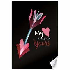 My Heart Points To Yours / Pink And Blue Cupid s Arrows (black) Canvas 12  X 18   by FashionFling