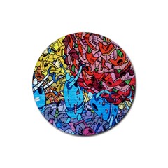 Colorful Graffiti Art Rubber Coaster (round)  by Nexatart