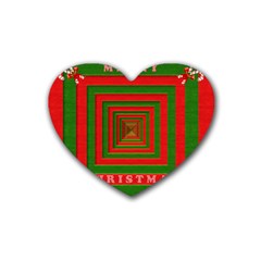 Fabric 3d Merry Christmas Heart Coaster (4 Pack)  by Nexatart