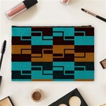 Fabric Textile Texture Gold Aqua Cosmetic Bag (Large)  Back