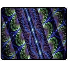 Fractal Blue Lines Colorful Fleece Blanket (medium)  by Nexatart