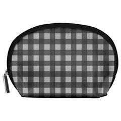 Gray Plaid Pattern Accessory Pouches (large)  by Valentinaart