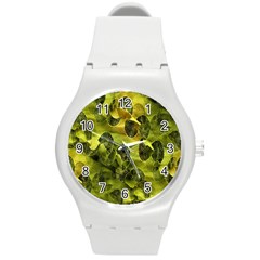 Olive Seamless Camouflage Pattern Round Plastic Sport Watch (m) by Nexatart