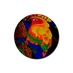 Parakeet Colorful Bird Animal Rubber Coaster (round)  by Nexatart