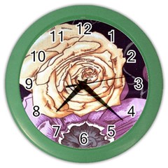 Texture Flower Pattern Fabric Design Color Wall Clocks by Nexatart