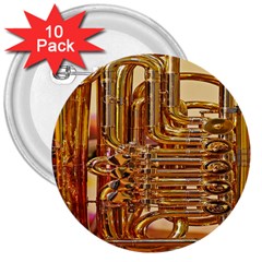 Tuba Valves Pipe Shiny Instrument Music 3  Buttons (10 Pack)  by Nexatart