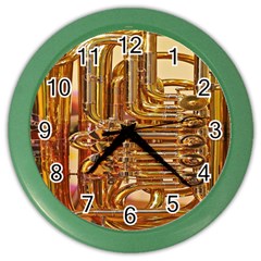 Tuba Valves Pipe Shiny Instrument Music Color Wall Clocks by Nexatart