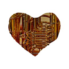 Tuba Valves Pipe Shiny Instrument Music Standard 16  Premium Flano Heart Shape Cushions by Nexatart