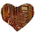 Tuba Valves Pipe Shiny Instrument Music Large 19  Premium Flano Heart Shape Cushions Back