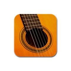 Vintage Guitar Acustic Rubber Square Coaster (4 Pack)  by Nexatart