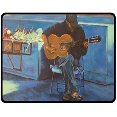 Man And His Guitar Fleece Blanket (medium)  by digitaldivadesigns