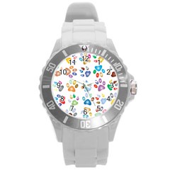 Colorful Prismatic Rainbow Animal Round Plastic Sport Watch (l) by Amaryn4rt