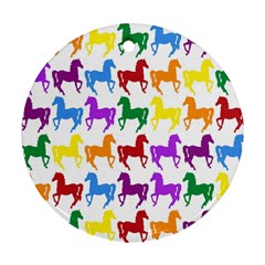 Colorful Horse Background Wallpaper Ornament (round) by Amaryn4rt