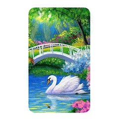 Swan Bird Spring Flowers Trees Lake Pond Landscape Original Aceo Painting Art Memory Card Reader by Amaryn4rt