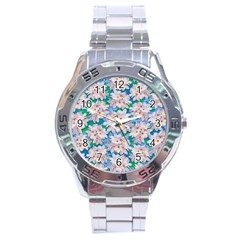 Plumeria Bouquet Exotic Summer Pattern  Stainless Steel Analogue Watch by BluedarkArt