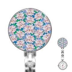 Plumeria Bouquet Exotic Summer Pattern  Stainless Steel Nurses Watch by BluedarkArt