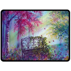 Bench In Spring Forest Fleece Blanket (large)  by Amaryn4rt