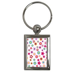 Colorful Floral Flowers Pattern Key Chains (rectangle)  by Simbadda