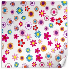 Colorful Floral Flowers Pattern Canvas 16  X 16   by Simbadda