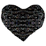 Black Diamonds Large 19  Premium Flano Heart Shape Cushions Front