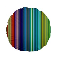 Color Stripes Standard 15  Premium Flano Round Cushions by Simbadda